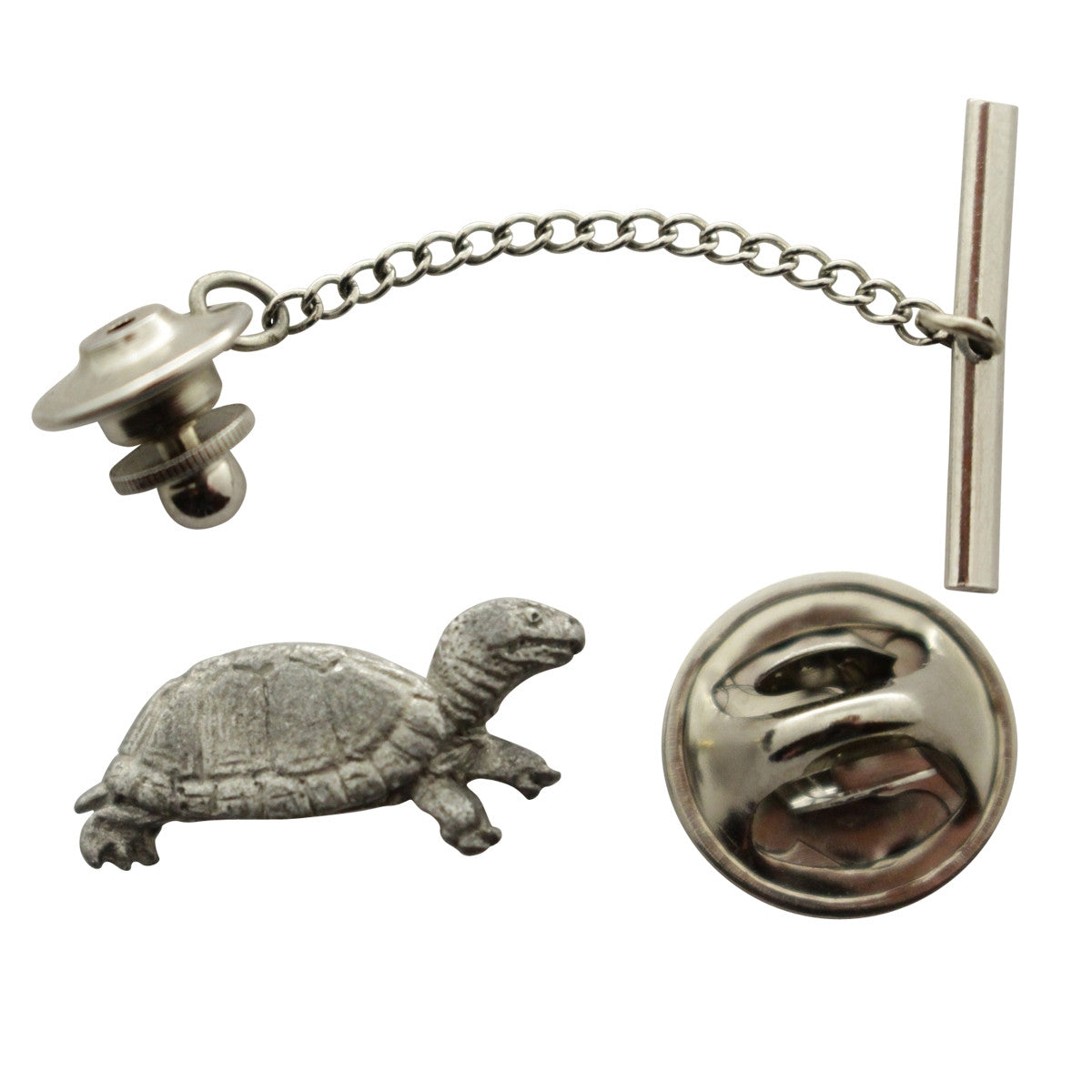 Box Turtle Tie Tack ~ Antiqued Pewter ~ Tie Tack or Pin ~ Sarah's Treats & Treasures